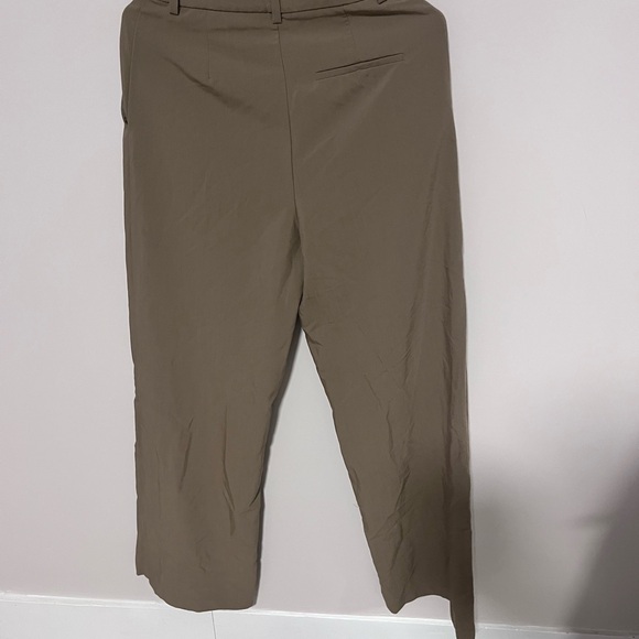Zara Taupe Wide Leg Trousers High Rise Dress Pants Size S - Picture 3 of 11